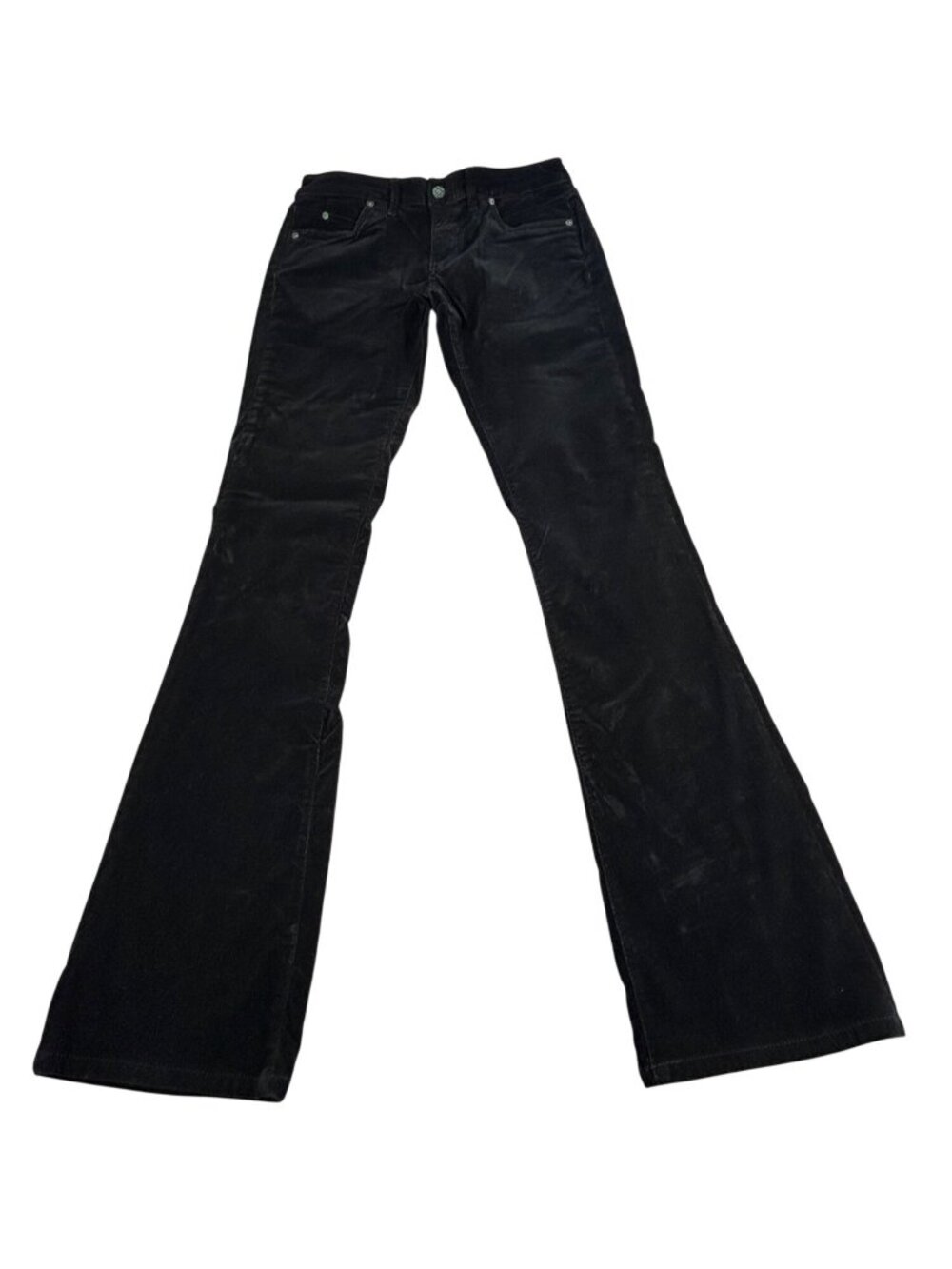 VTG Edun Black Corduroy Jeans Low-Rise Flare Womens Size 27 Comfort Stretch Soft